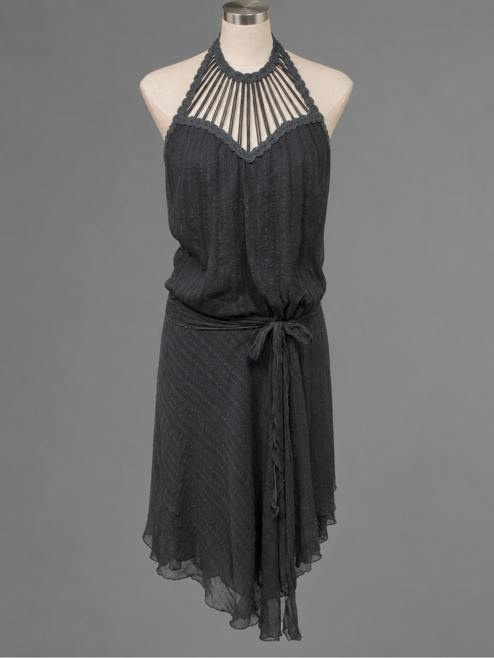 Hugo Boss Oria-W Black Boho Halter Asymmetrical Hi Low Dress 36 S/M